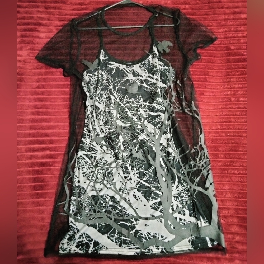 Two-Piece Spaghetti Strap Dress with Sheer Top Cover